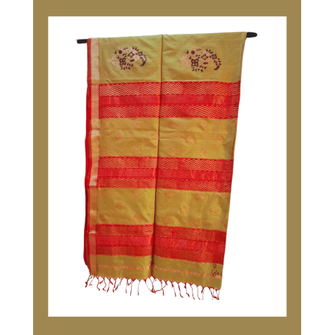 Maheshwari Silk Saree with Zari Border in Mustard