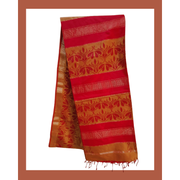 Maheshwari Silk Saree with Zari Border in Mustard Yellow