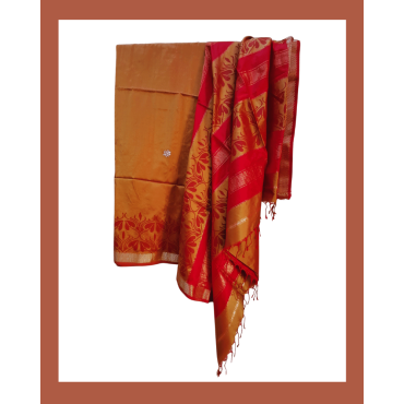 Maheshwari Silk Saree with Zari Border in Mustard Yellow