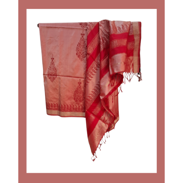 Maheshwari Silk Saree with Zari Border in Pink