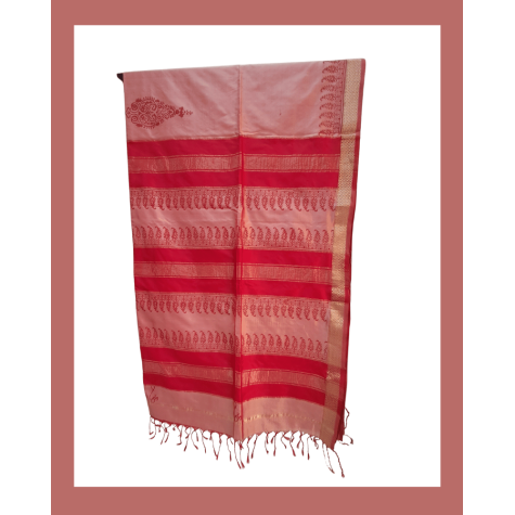 Maheshwari Silk Saree with Zari Border in Pink