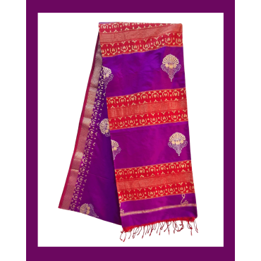 Maheshwari Silk Saree with Zari Border in Purple