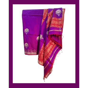 Maheshwari Silk Saree with Zari Border in Purple