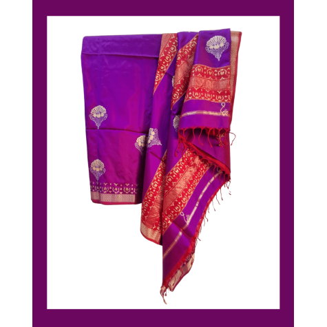 Maheshwari Silk Saree with Zari Border in Purple