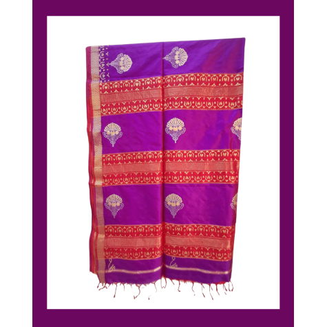 Maheshwari Silk Saree with Zari Border in Purple