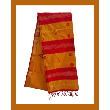 Maheshwari Silk Saree with Zari Border in Yellow