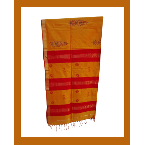 Maheshwari Silk Saree with Zari Border in Yellow