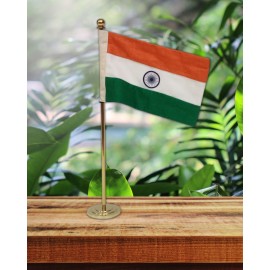 Tiranga - Indian Flag in Khadi for Table, Car: 2" x 3"