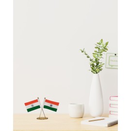 Tiranga - Indian Flag in Khadi for Table, Car: 2" x 3"