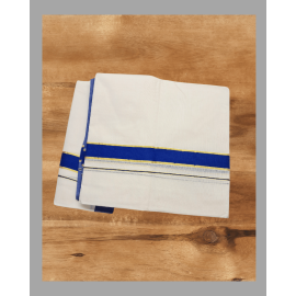 Dhoti: Kerala Cotton - Colour with Gold Zari Border