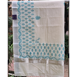 Kasavu Saree with Silver Border