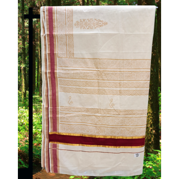 Kasavu Saree with Coloured Border