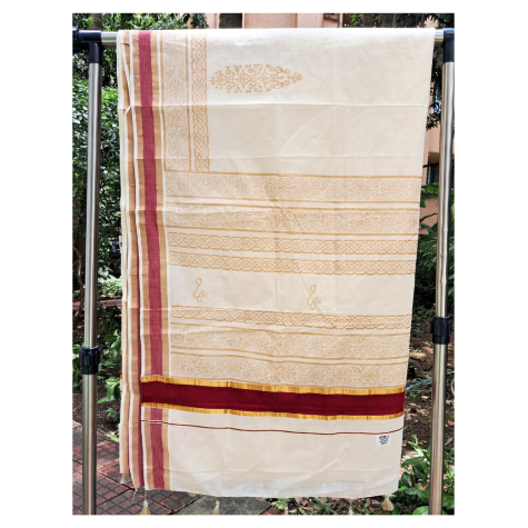 Kasavu Saree with Coloured Border