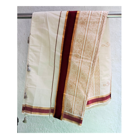 Kasavu Saree with Coloured Border