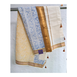 Kasavu Saree with Coloured Border