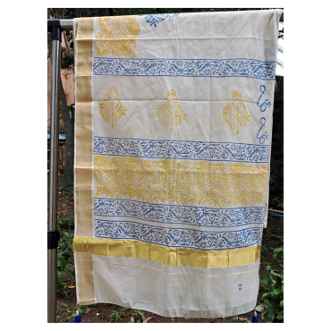 Kasavu Saree with 2" Gold Border