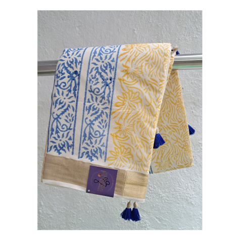 Kasavu Saree with 2" Gold Border