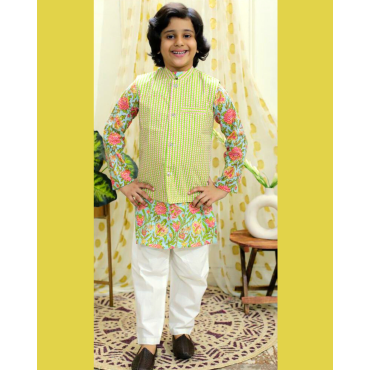 Kurta Jacket Sets:  For Boys in Cotton 