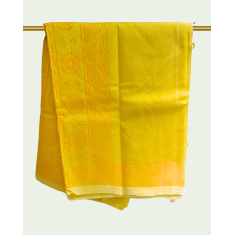 Mangalagiri Silk Cotton Saree - Yellow